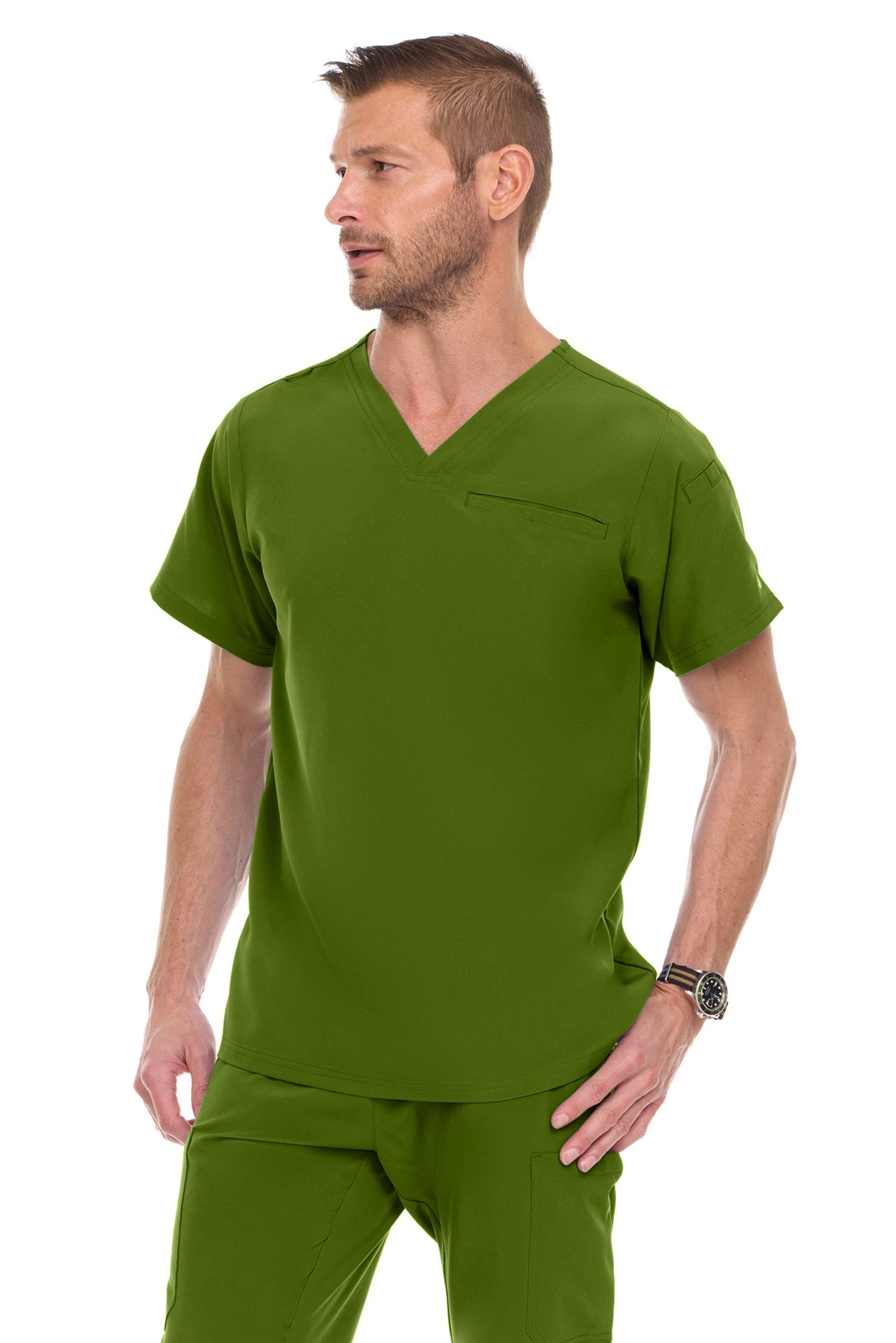 9910 Medichic Men's Set: V-Neck Tuck In Top & Tapered Leg Scrub Pant