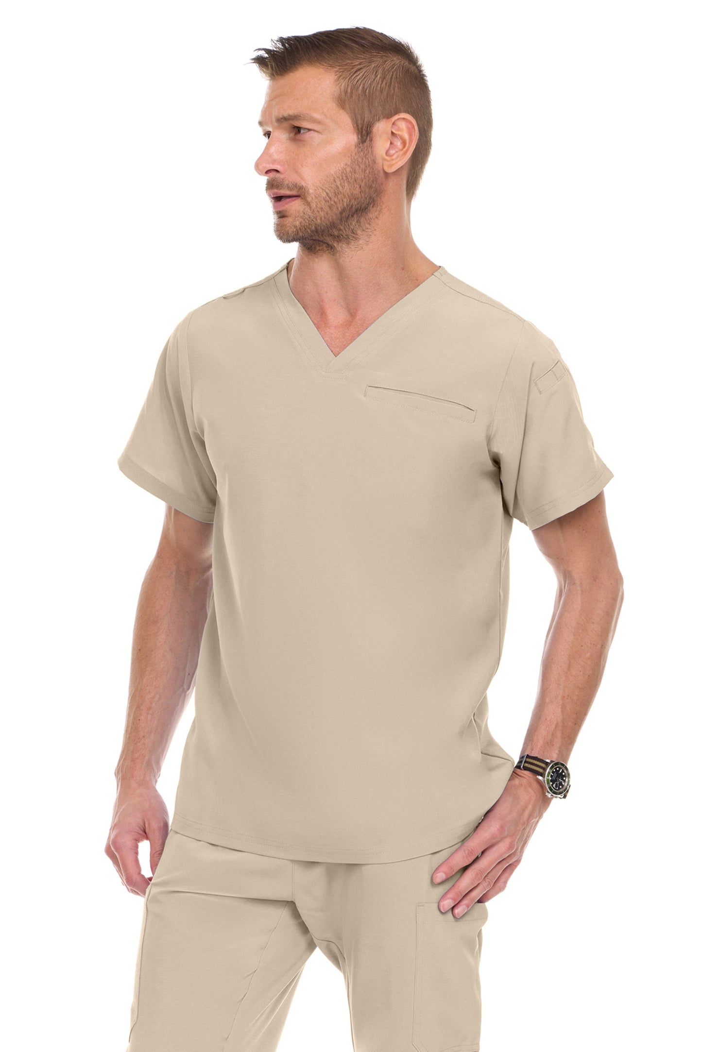 9910 Medichic Men's Set: V-Neck Tuck In Top & Tapered Leg Scrub Pant