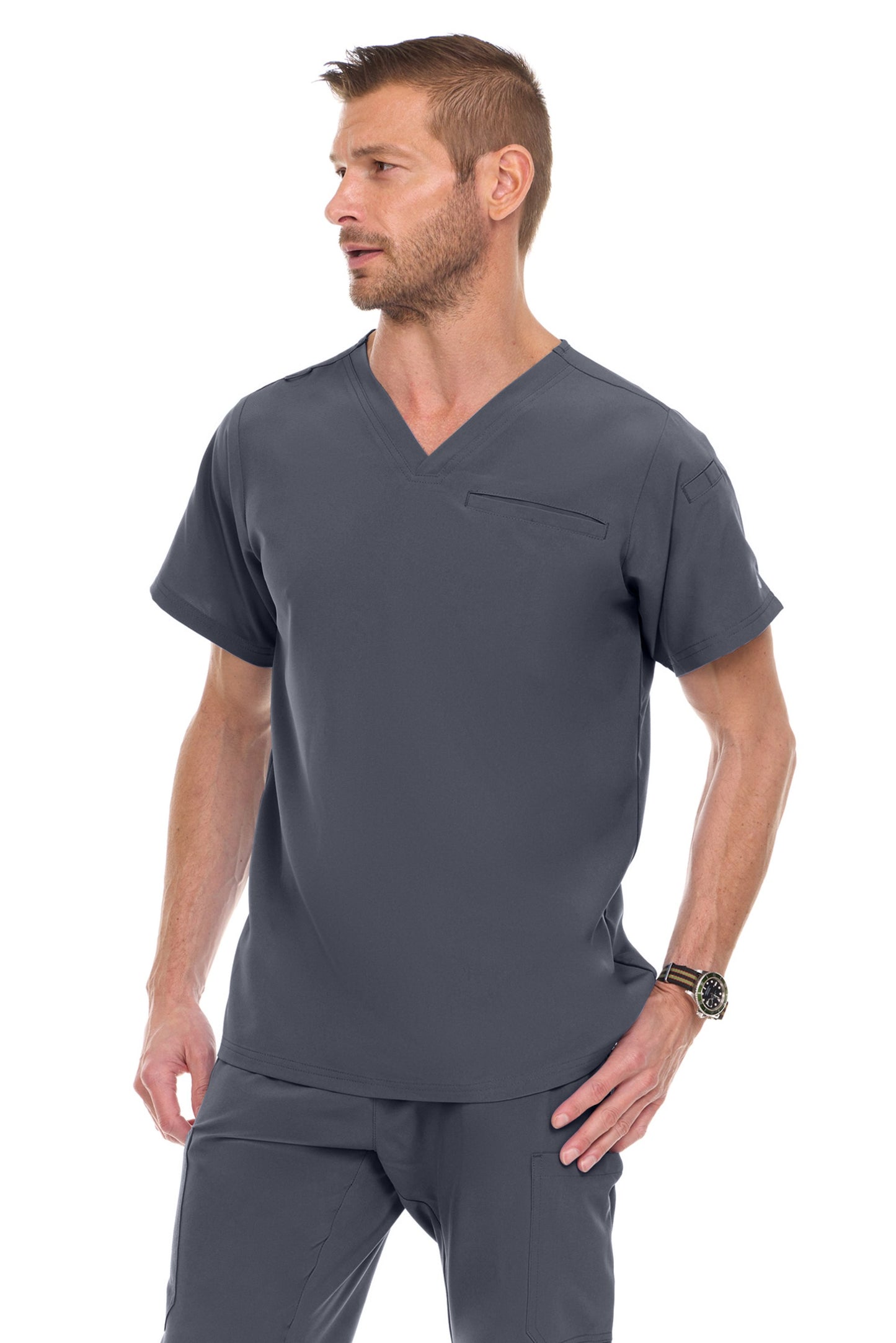 9910 Medichic Men's Set: V-Neck Tuck In Top & Tapered Leg Scrub Pant
