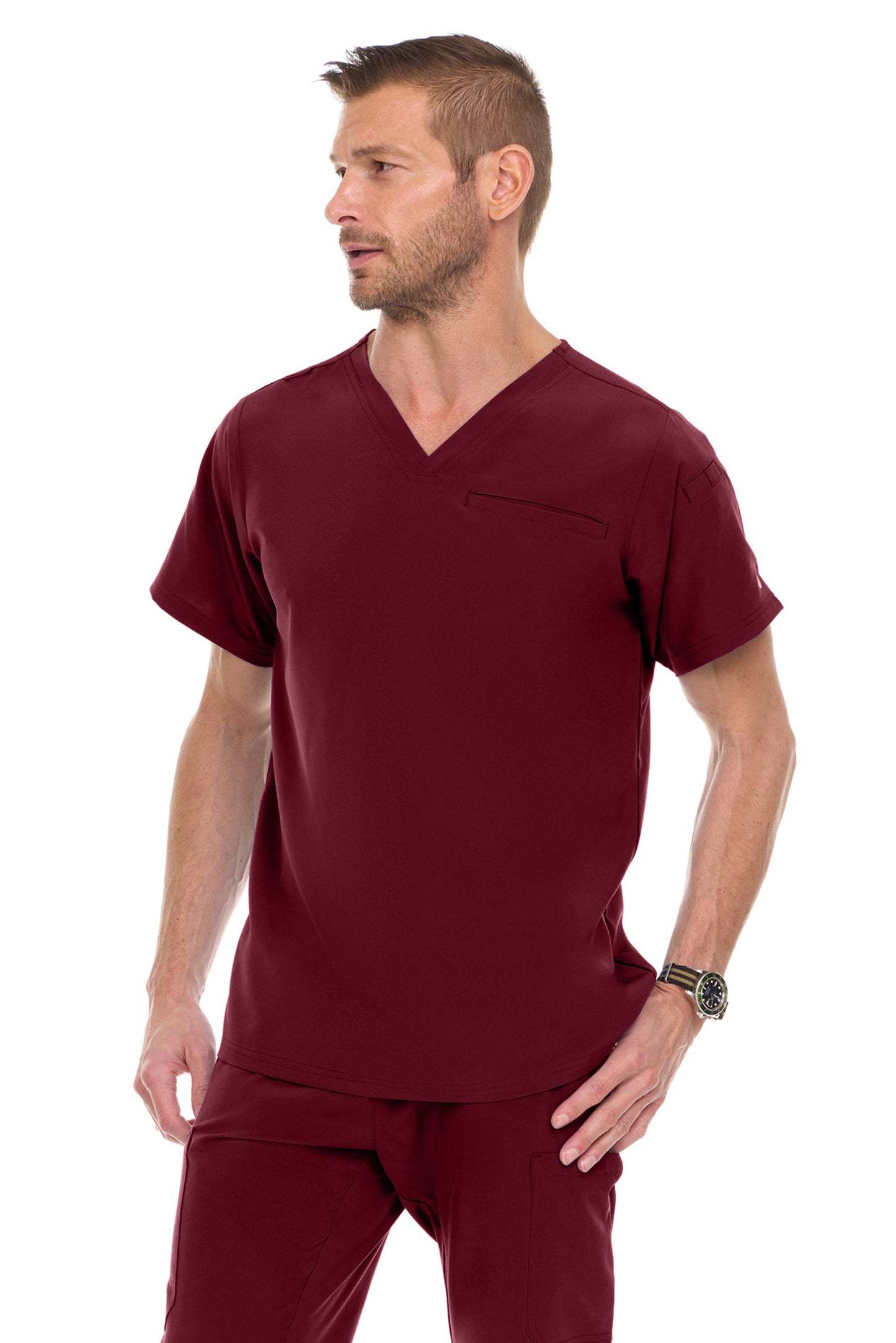 9910 Medichic Men's Set: V-Neck Tuck In Top & Tapered Leg Scrub Pant