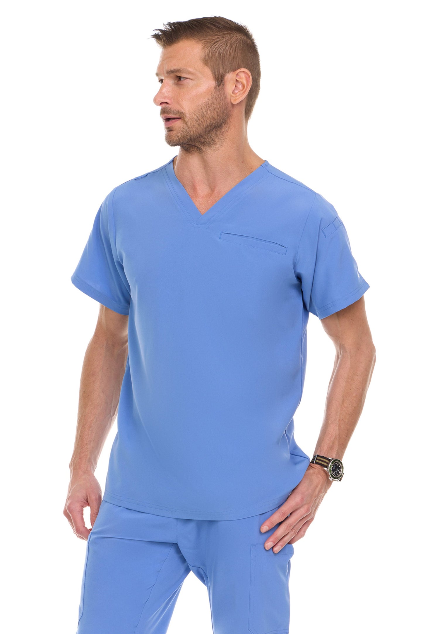 9910 Medichic Men's Set: V-Neck Tuck In Top & Tapered Leg Scrub Pant