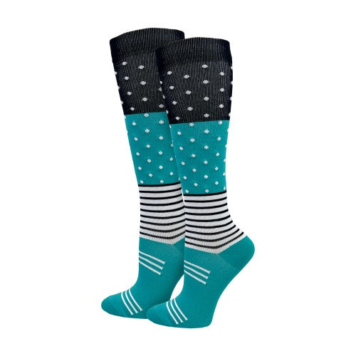 92299 Think Medical Teal Dots & Stripes Fashion Compression Socks