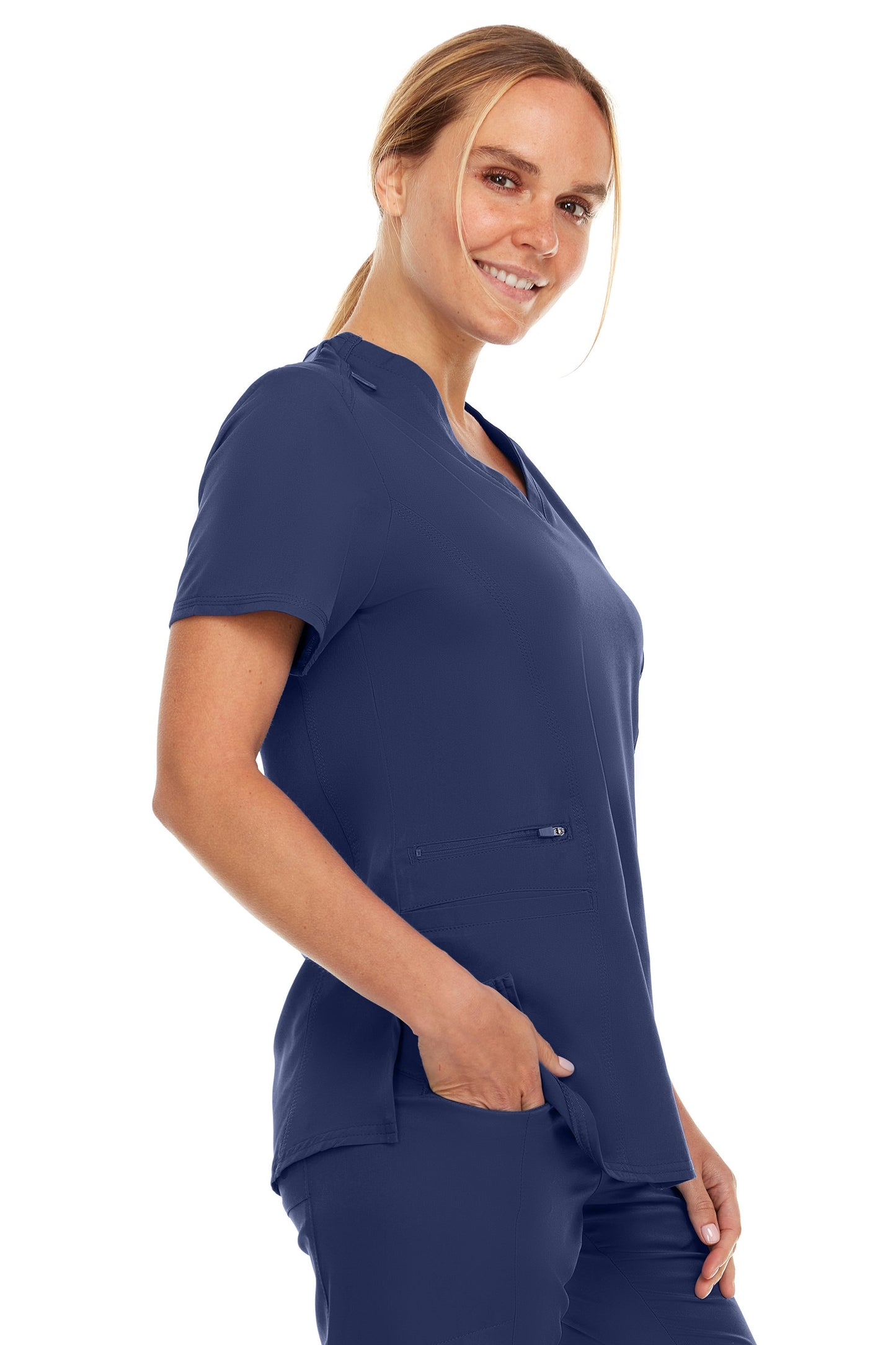 4136 - Ruth - V-Neck Zipper Top