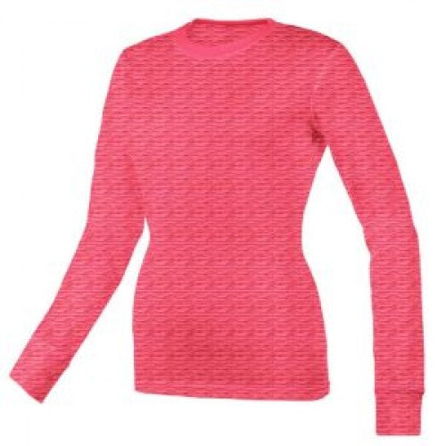 01056 Think Medical Women's Scratch Burn Out Long Sleeve Underscrub T-Shirt - Hot Pink