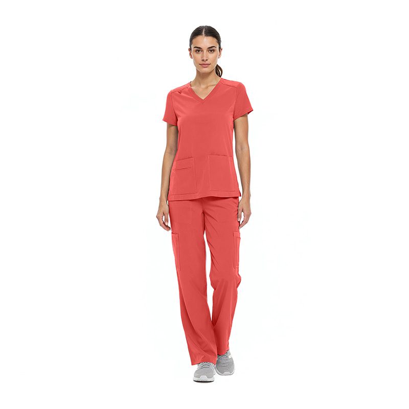 8400 WOMEN'S COOL STRETCH V-NECK TOP AND CARGO PANT SET