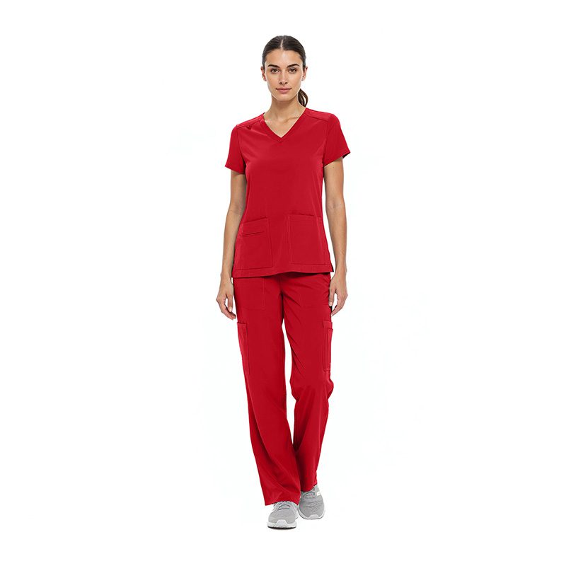 8400 WOMEN'S COOL STRETCH V-NECK TOP AND CARGO PANT SET