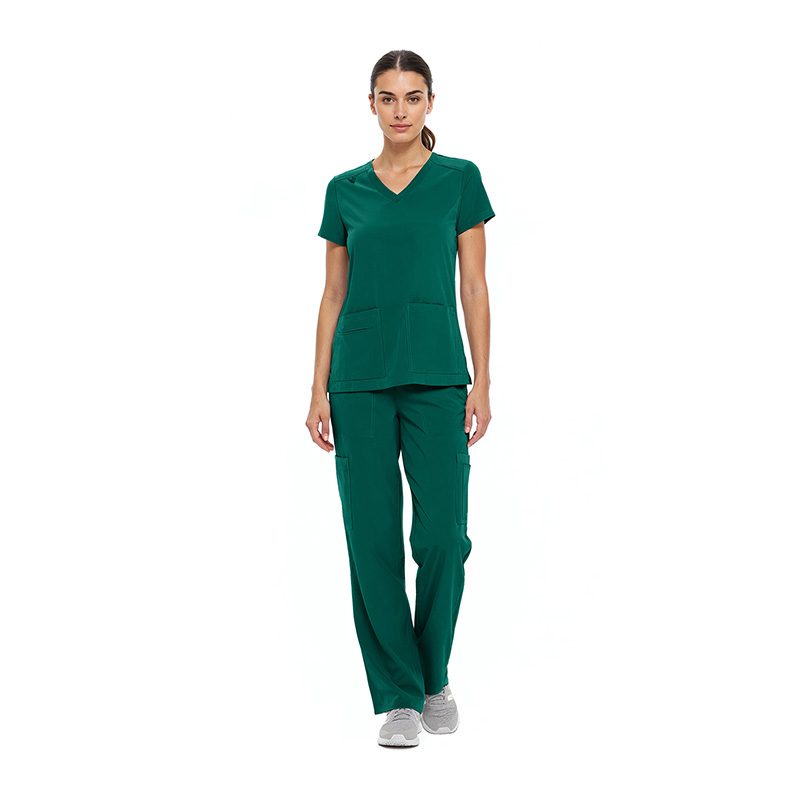 8400 WOMEN'S COOL STRETCH V-NECK TOP AND CARGO PANT SET