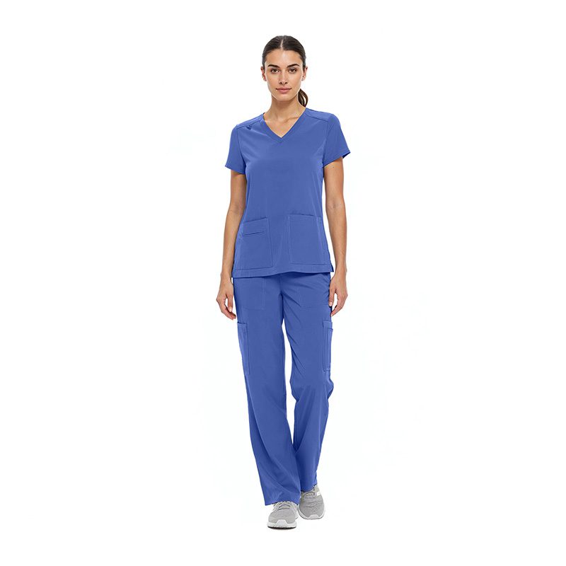 8400 WOMEN'S COOL STRETCH V-NECK TOP AND CARGO PANT SET