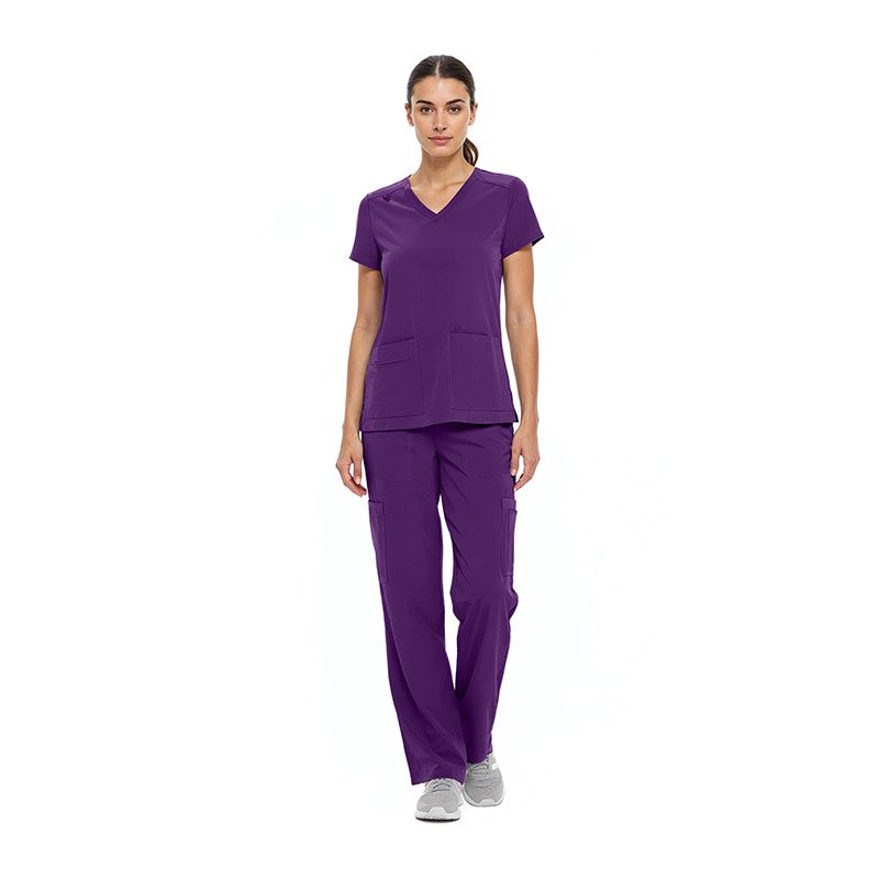 8400 WOMEN'S COOL STRETCH V-NECK TOP AND CARGO PANT SET