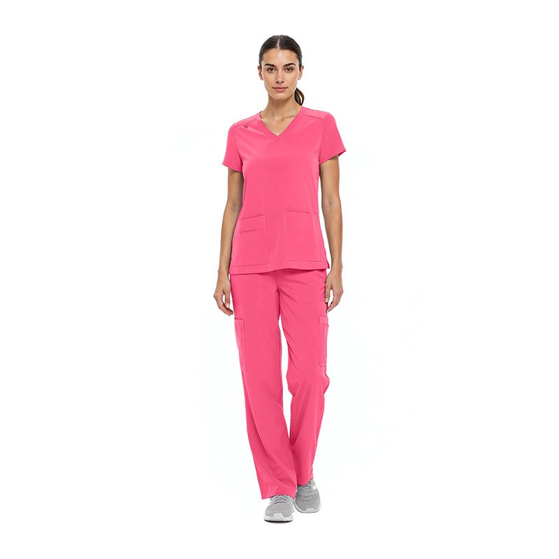 8400 WOMEN'S COOL STRETCH V-NECK TOP AND CARGO PANT SET