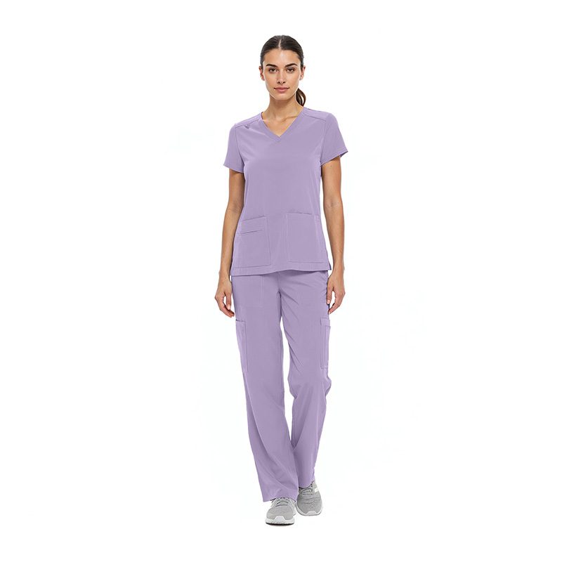 8400 WOMEN'S COOL STRETCH V-NECK TOP AND CARGO PANT SET