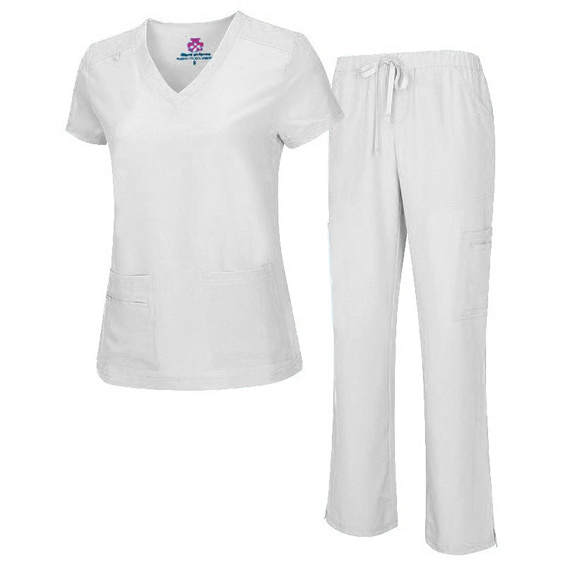 8400 WOMEN'S COOL STRETCH V-NECK TOP AND CARGO PANT SET