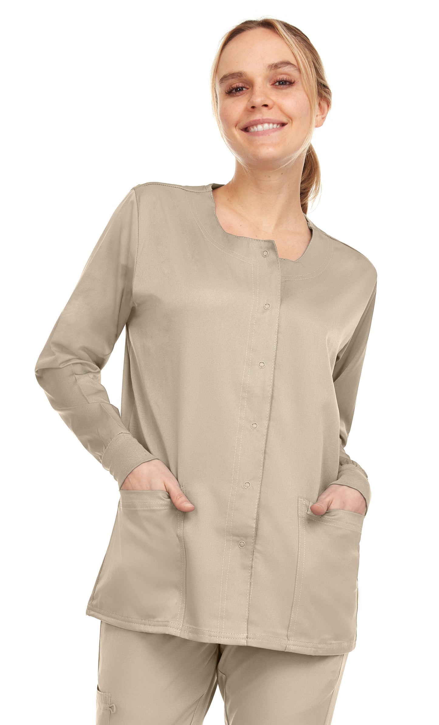 9107 Medichic Women's Snap Front Warm Up Scrub Jacket