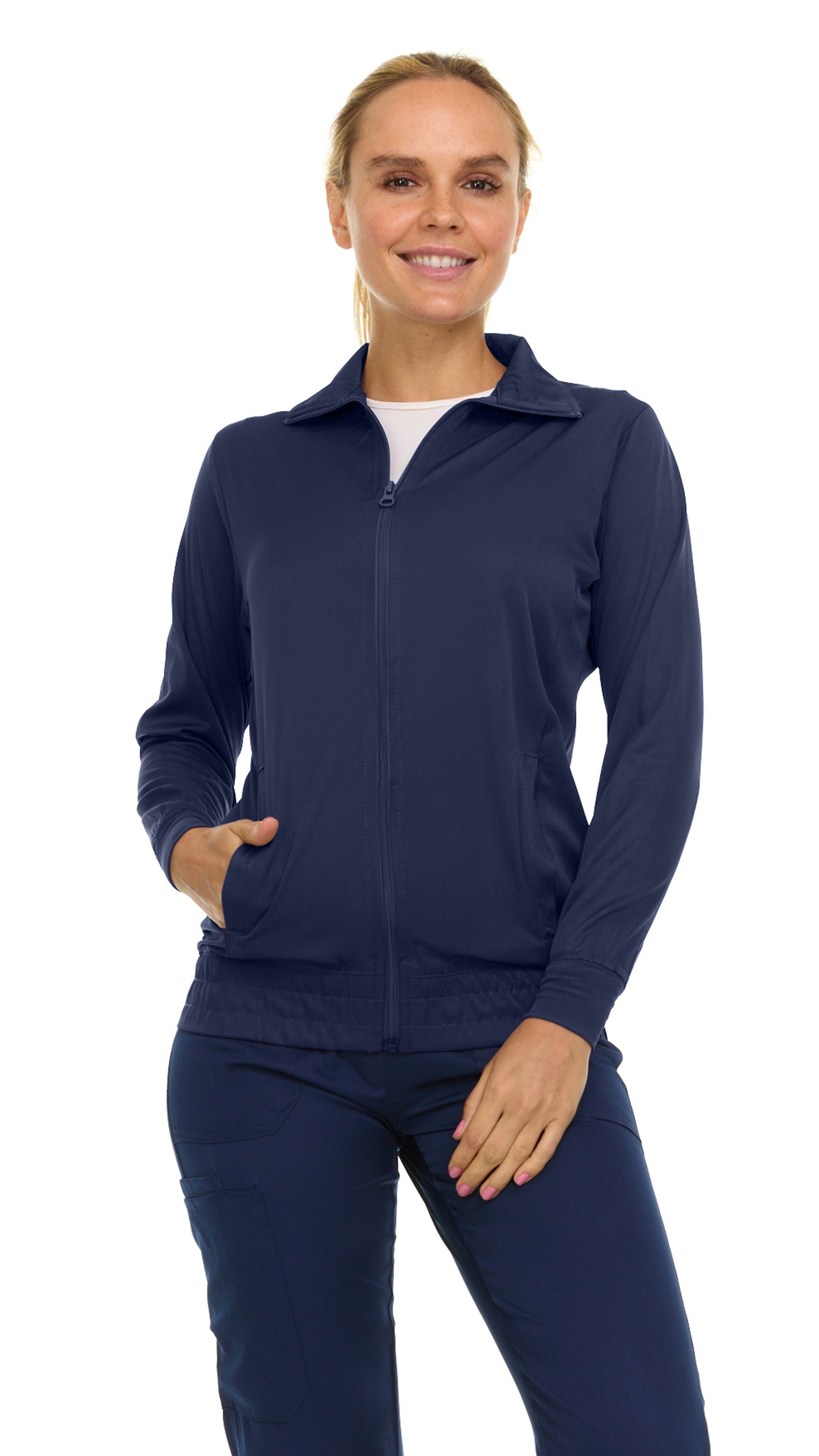 9108 Medichic Women's Zip Front Warm-Up Scrub Jacket