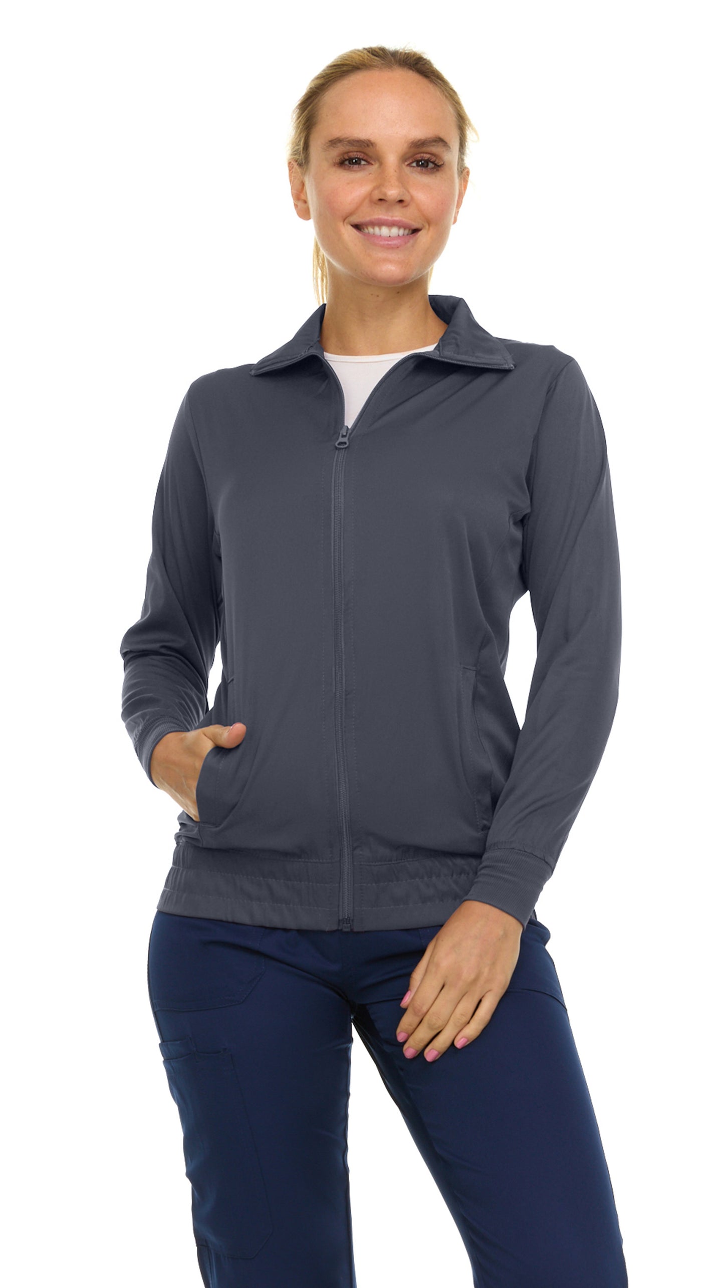 9108 Medichic Women's Zip Front Warm-Up Scrub Jacket