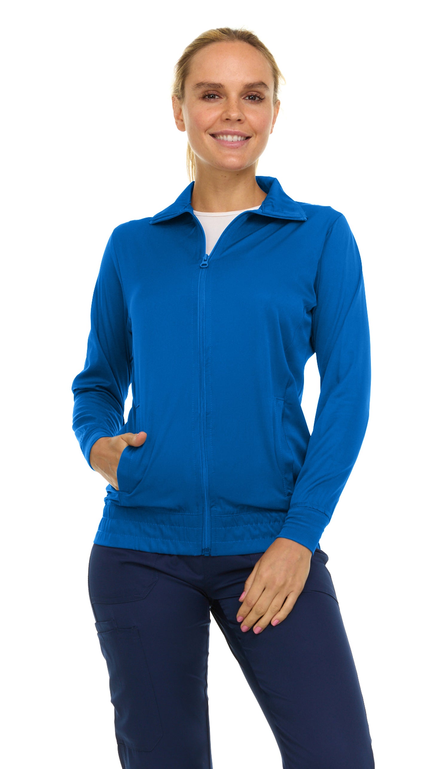 9108 Medichic Women's Zip Front Warm-Up Scrub Jacket