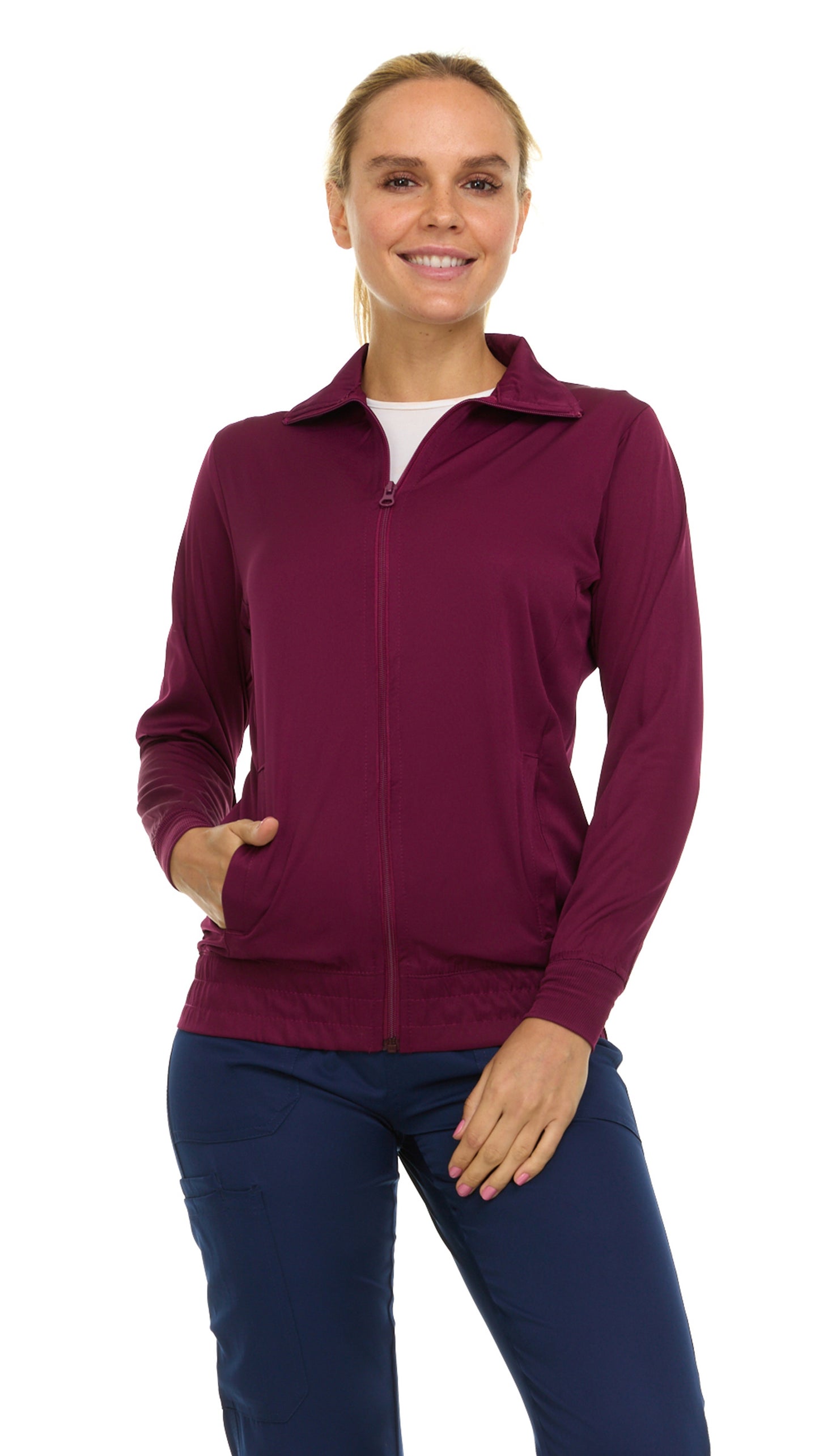 9108 Medichic Women's Zip Front Warm-Up Scrub Jacket