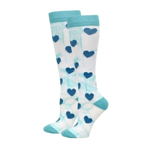 92106 Think Medical Tie Dye Premium Hearts Fashion Compression Sock