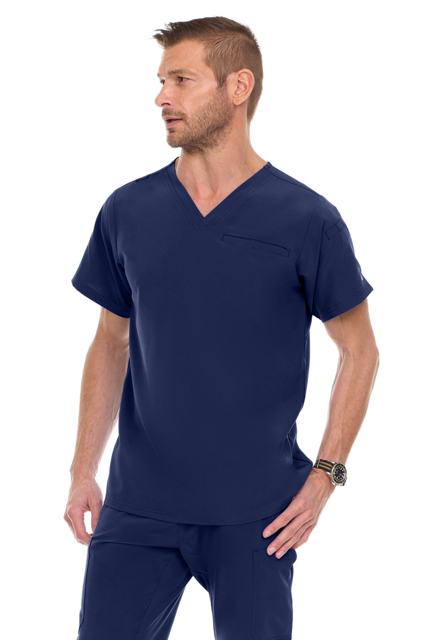 9910 Medichic Men's Set: V-Neck Tuck In Top & Tapered Leg Scrub Pant