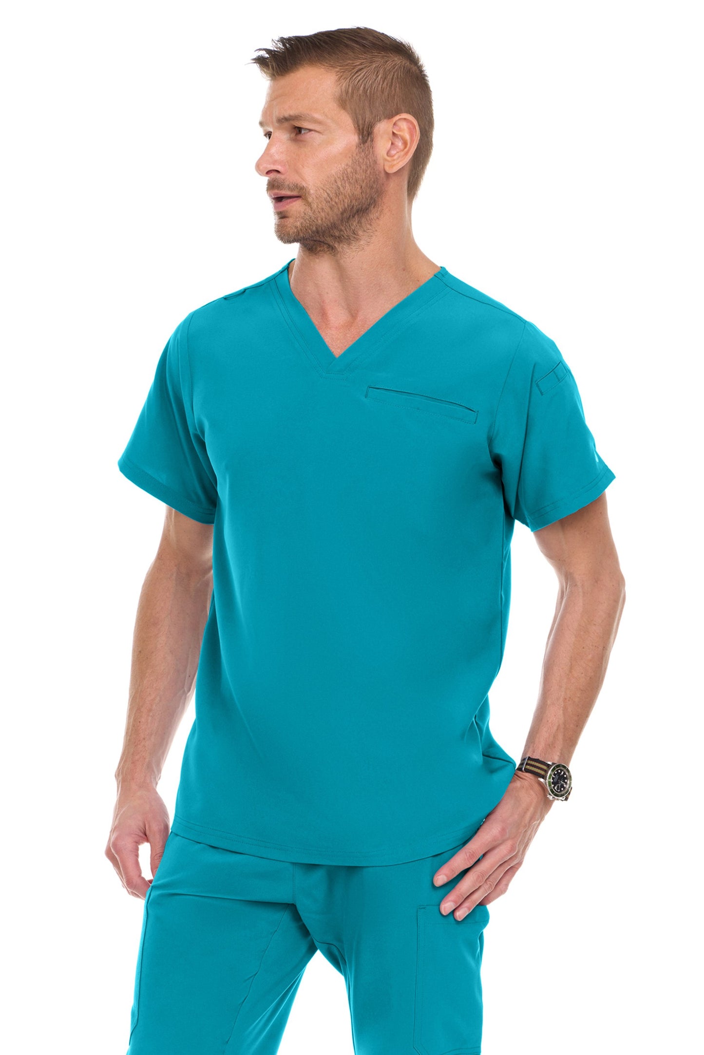 9910 Medichic Men's Set: V-Neck Tuck In Top & Tapered Leg Scrub Pant