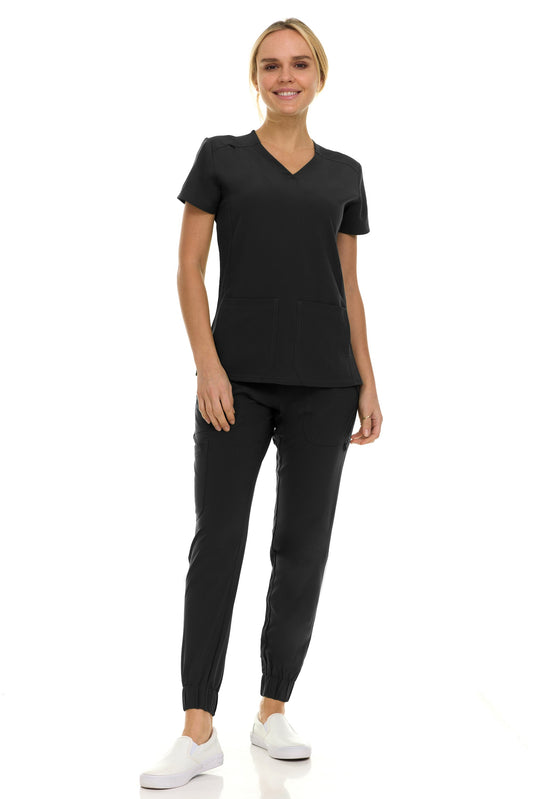 8002 Gina Saint Scrub Women's Set: V-Neck Top & Jogger Scrub Pant