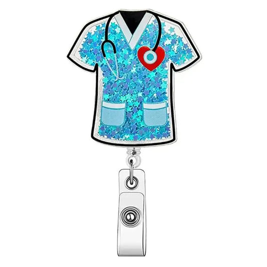 CU-601  Blue Scrub Top - Cutieful Shaker Badge Reel