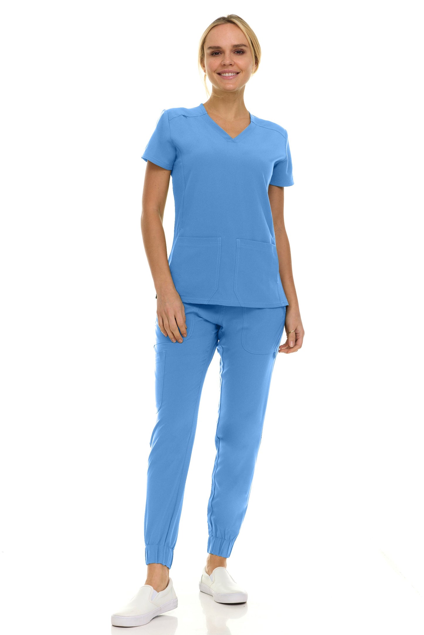 8002 Gina Saint Scrub Women's Set: V-Neck Top & Jogger Scrub Pant