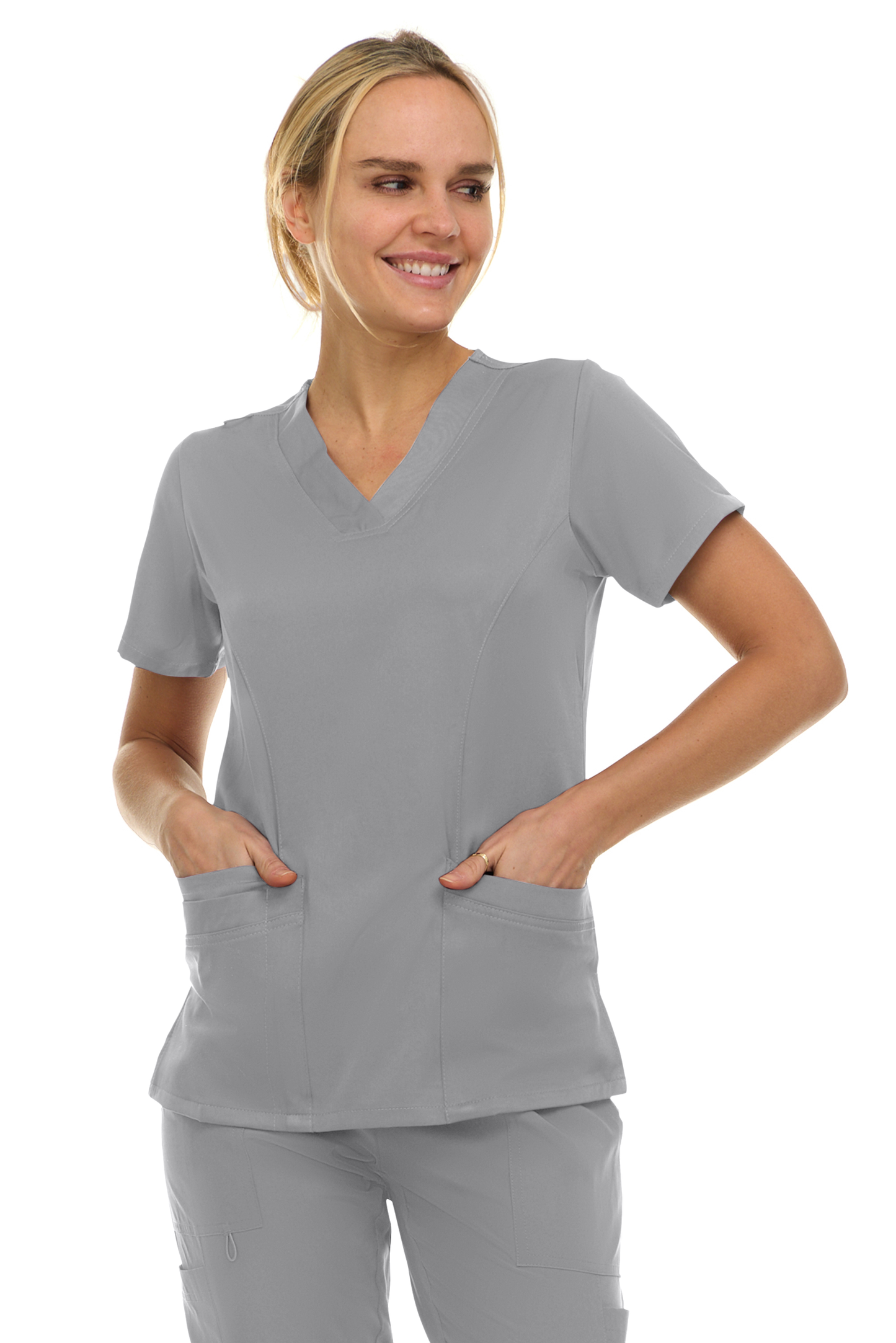 4121 - Eleanor - V-Neck Solid Scrub Top