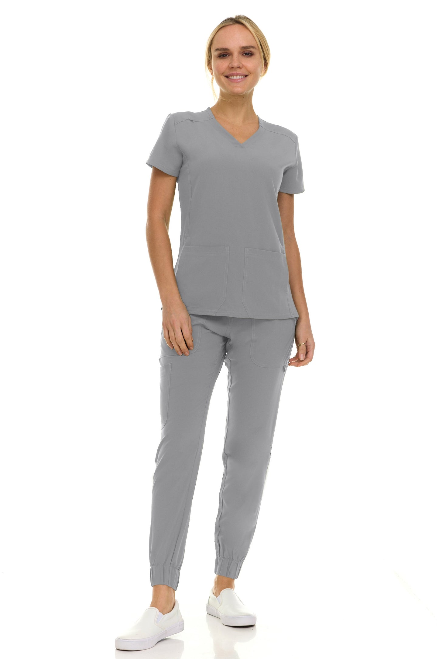 8002 Gina Saint Scrub Women's Set: V-Neck Top & Jogger Scrub Pant