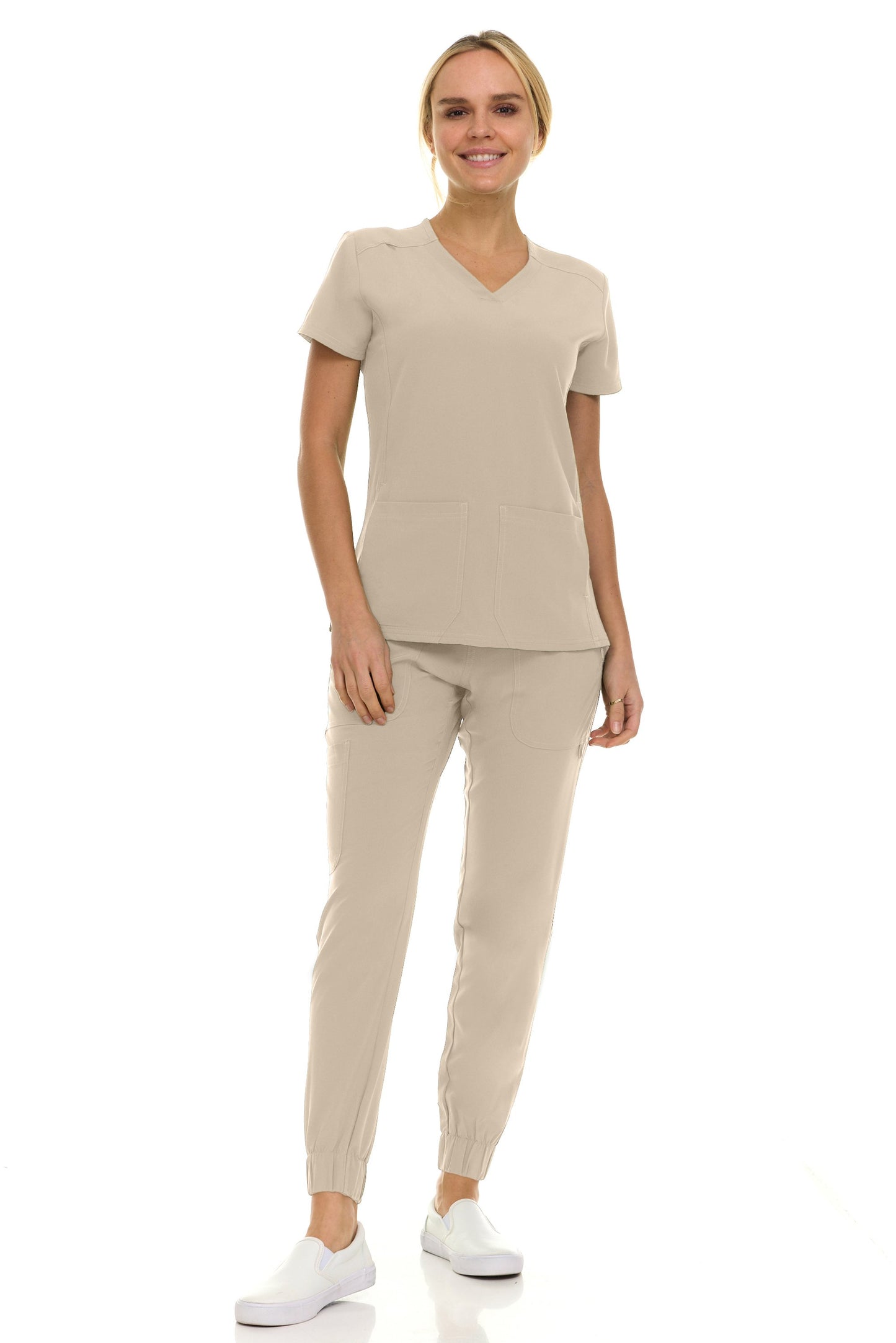 8002 Gina Saint Scrub Women's Set: V-Neck Top & Jogger Scrub Pant