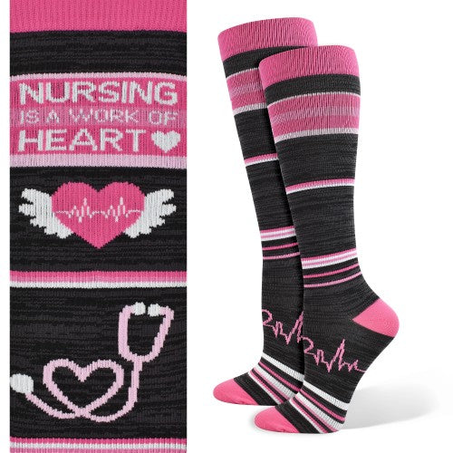 92006 Think Medical Nursing is a Work of Heart Fashion Compression Sock