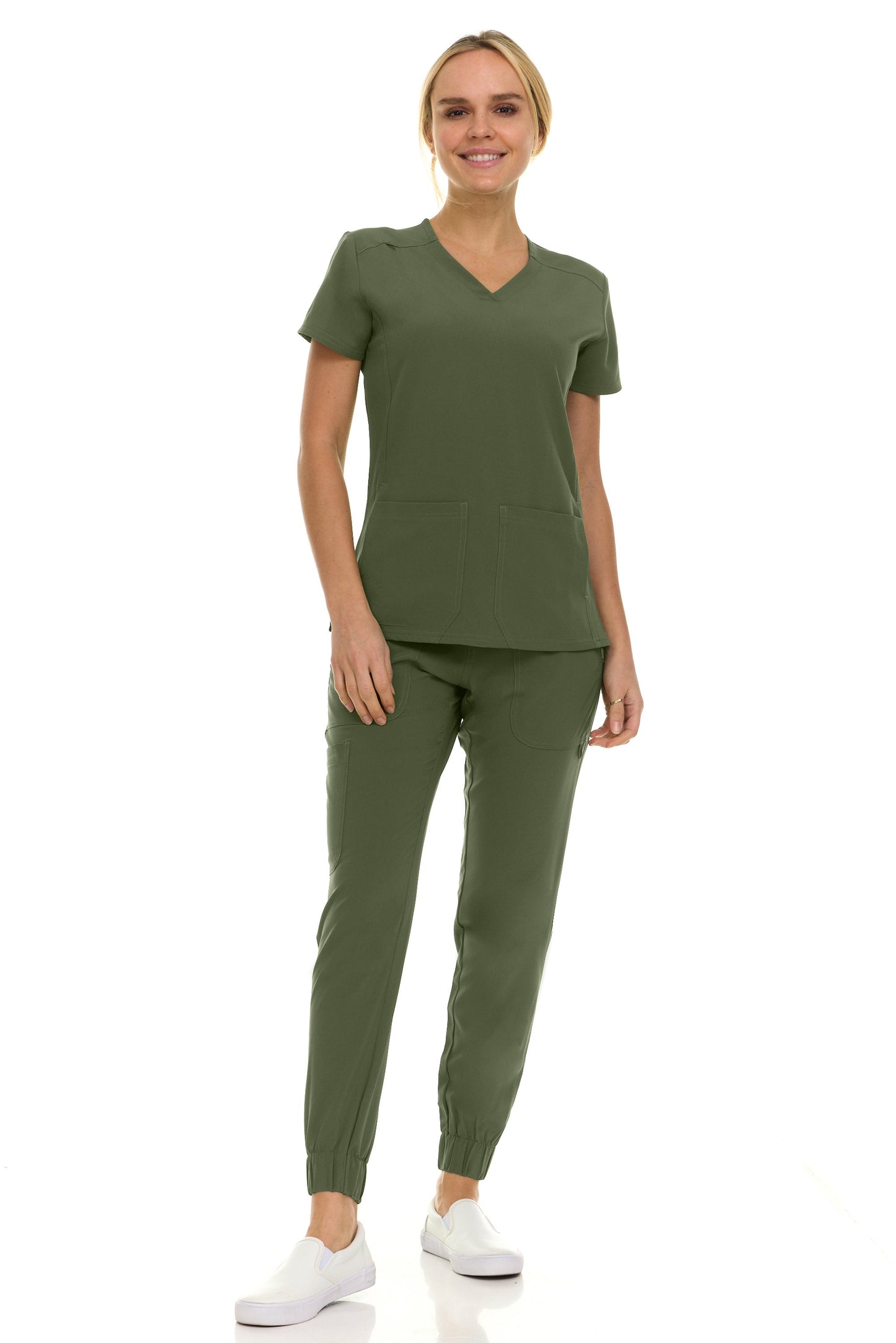 8002 Gina Saint Scrub Women's Set: V-Neck Top & Jogger Scrub Pant