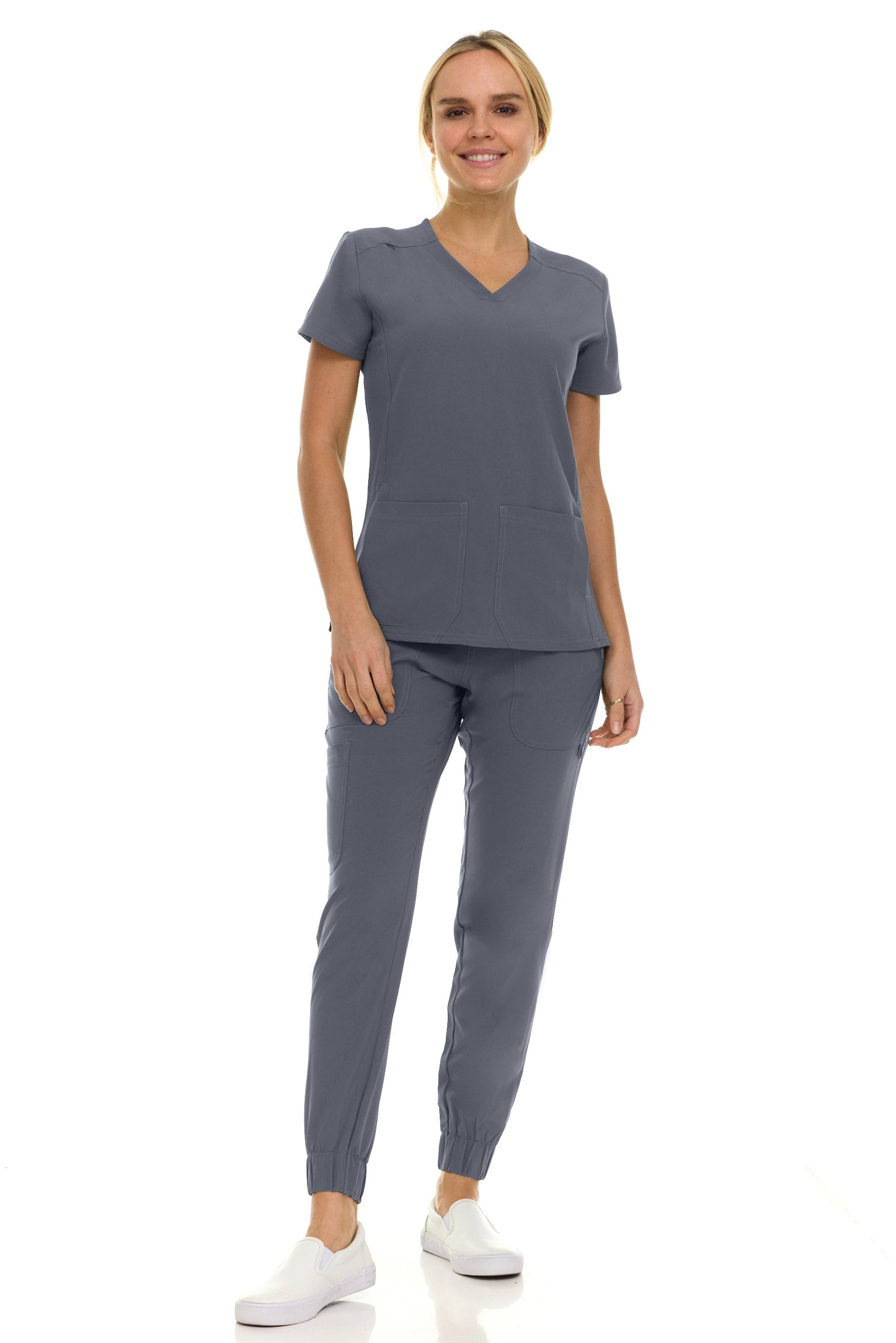 8002 Gina Saint Scrub Women's Set: V-Neck Top & Jogger Scrub Pant