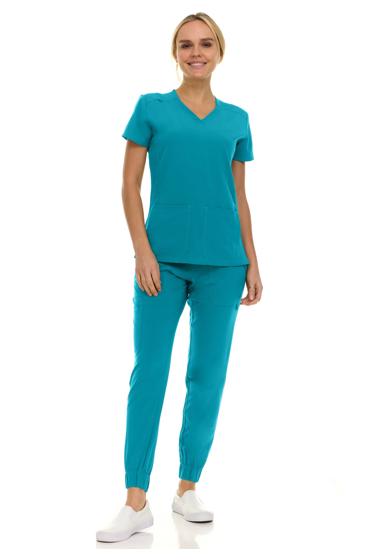 8002 Gina Saint Scrub Women's Set: V-Neck Top & Jogger Scrub Pant