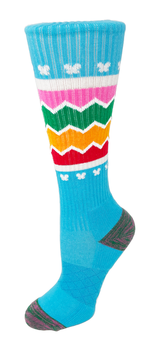 1520-Turquoise Platinum - Knit Compression Socks Cutieful