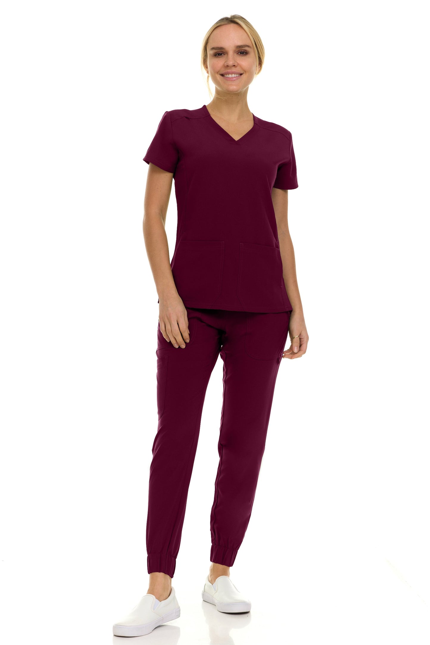 8002 Gina Saint Scrub Women's Set: V-Neck Top & Jogger Scrub Pant